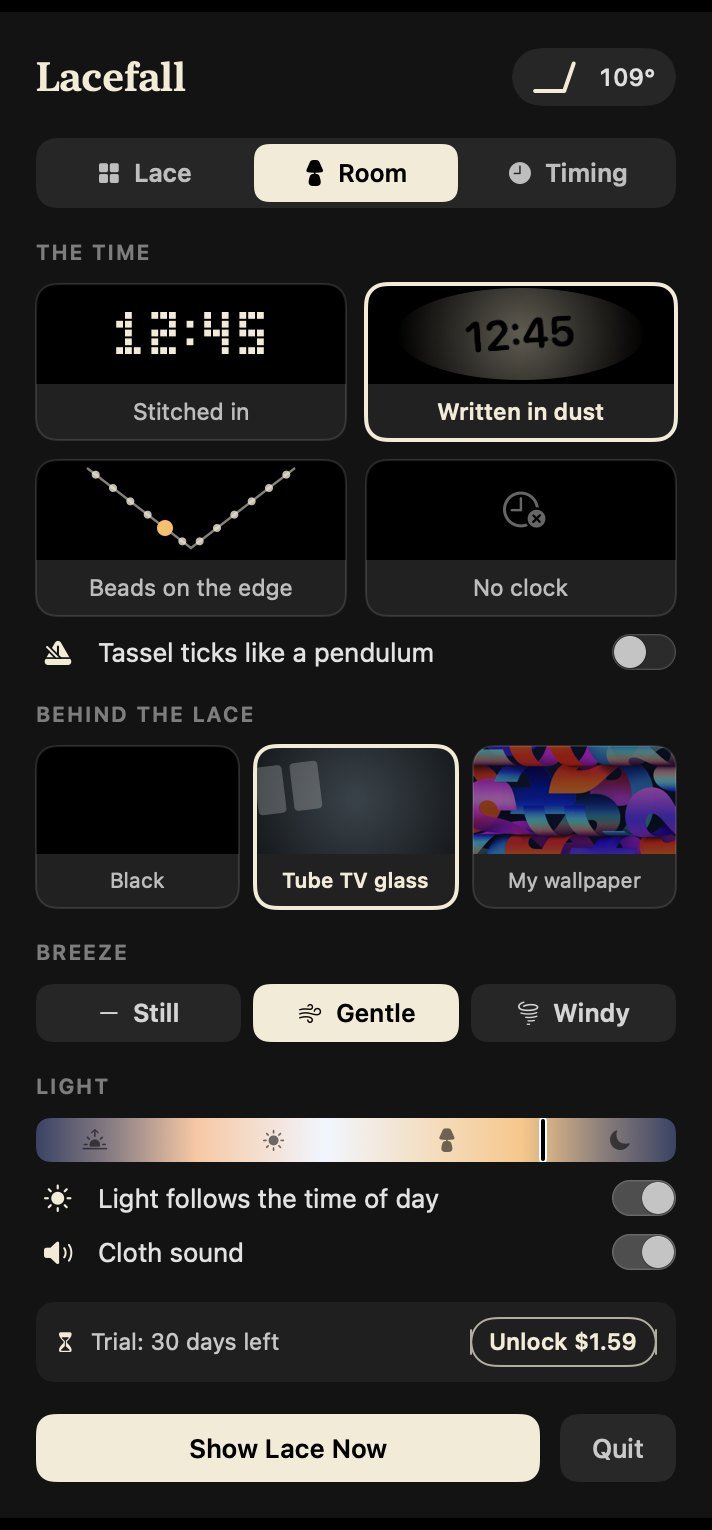 The Room tab of the Lacefall panel